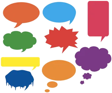 a set of colorful speech bubbles