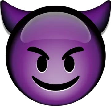 an image of a purple devil with horns