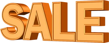 a gold sale sign on a white background