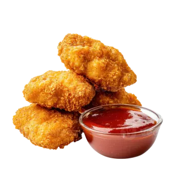 fried chicken nus with sauce on white background