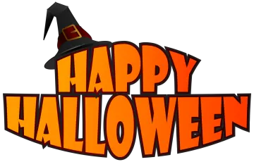a happy halloween sign with a witch hat on it
