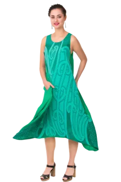 a woman in a green dress
