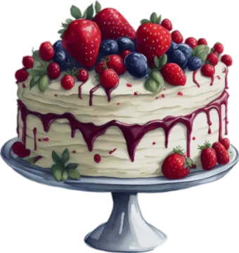 a cake with berries and blueberries on top