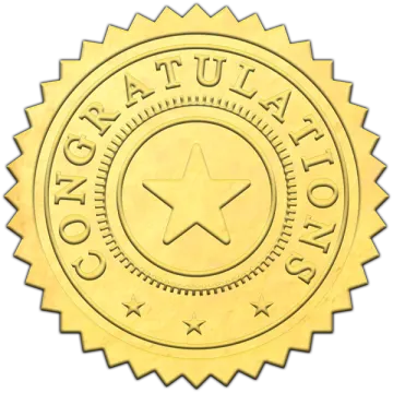 a gold seal with the word's logo on it