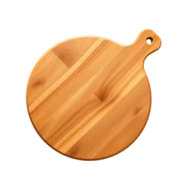 a wooden cutting board on a white background