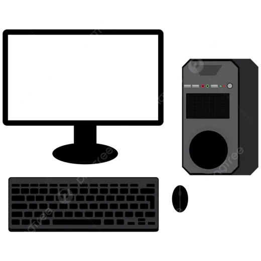 a computer and keyboard on a white background