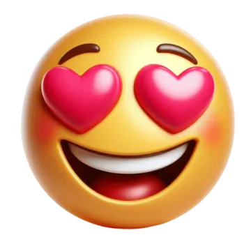 a smiley face with two hearts on it