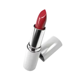 a red lipstick on a white background