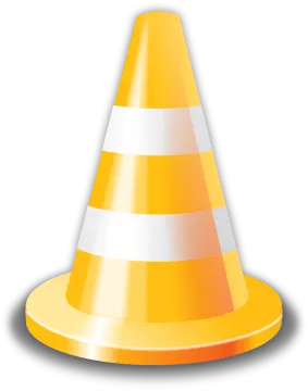 a yellow and white traffic cone