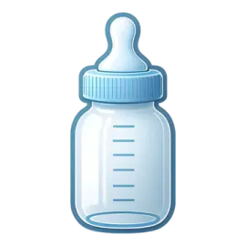 a baby bottle with a blue lid