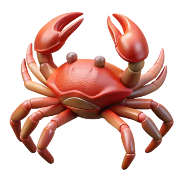 a red crab on a white background