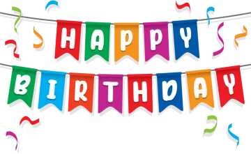 a happy birthday banner with colorful flags and streamers