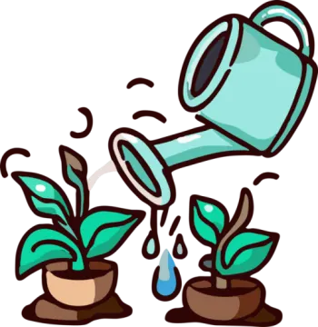 a watering pot filled with plants