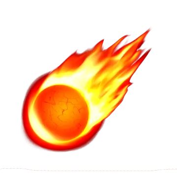 a ball of fire on a white background