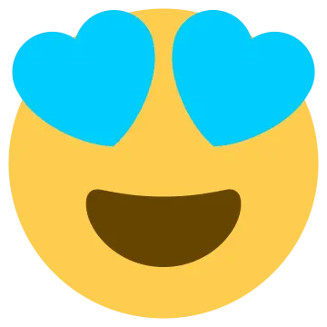 a smiley face with blue hearts on it