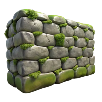 a stone wall with moss growing on it