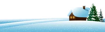 a snowy scene with a house and trees