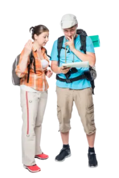 a man and woman standing next to each other people