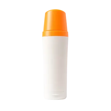 a white bottle with an orange lid