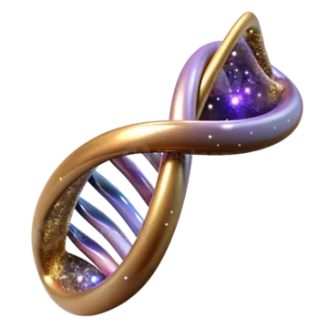 an image of a golden and purple dna