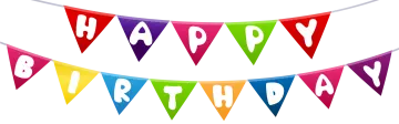 a happy birthday banner with colorful flags