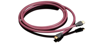 a pink cable with gold connectors