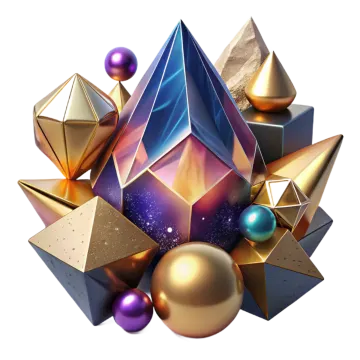 an image of a pyramid made out of gold and silver