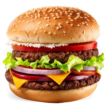 a hamburger on a white background