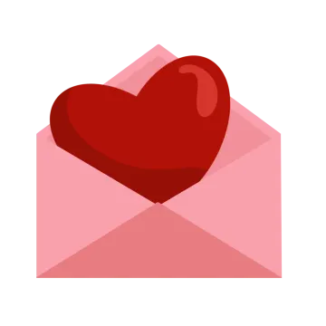 an envelope with a heart inside