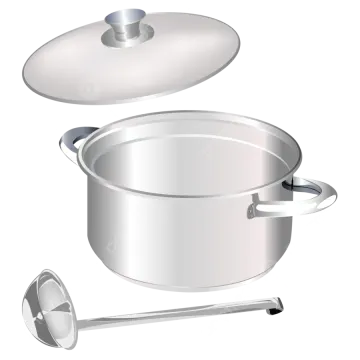 an illustration of a pot and pan with lid