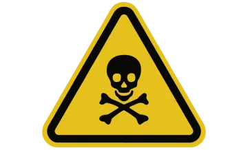 a warning sign with a skull on it