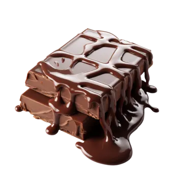 a piece of chocolate on a white background