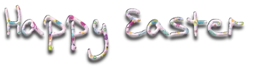 the words happy easter are painted in bright colors