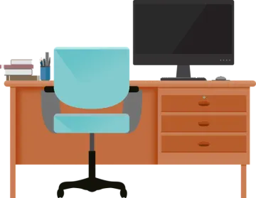 an office chair with a computer on it