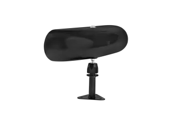 a black desk lamp on a white background