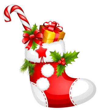 a christmas stocking with holly and candy vector