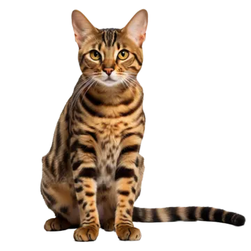 a bengal cat sitting and looking at the camera