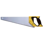 a yellow saw with a black handle