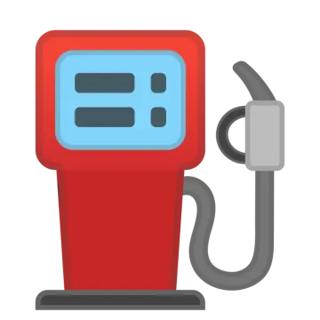a red gas pump with a white background