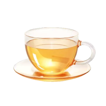 a glass cup and saucer on a white background