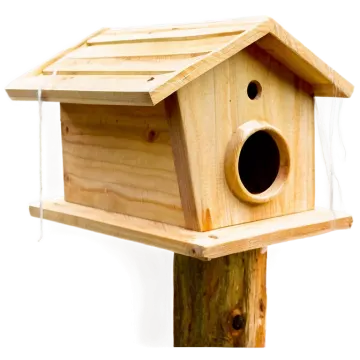 a wooden birdhouse on a white background