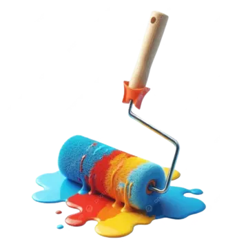 the paint roller is being used on a white background