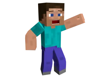 an image of a man in a blue shirt and purple pants