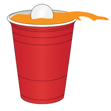 a red cup with an egg in it