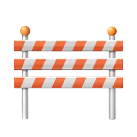 a barrier with orange and white stripes