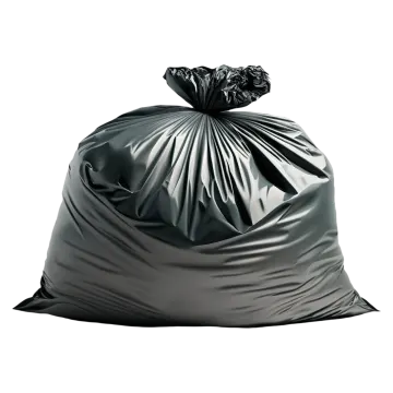 a black trash bag on a white background
