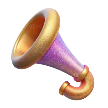 an illustration of a gold and purple megaphone