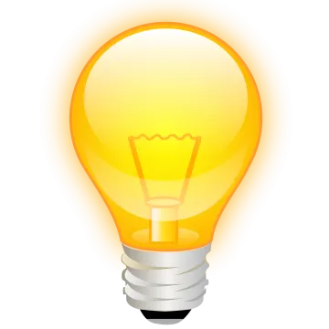 a yellow light bulb on a white background