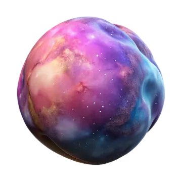 a purple and blue ball with stars on it