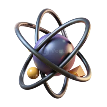an atom with many colored balls around it